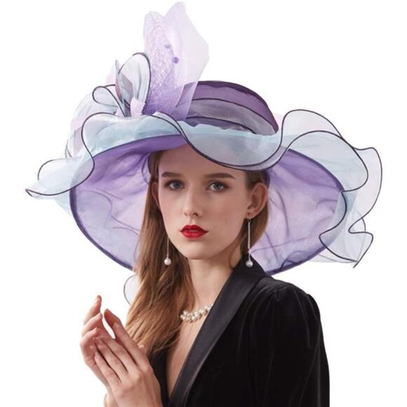 Women Organza Hat, Fascinator Hat Purple main image 4